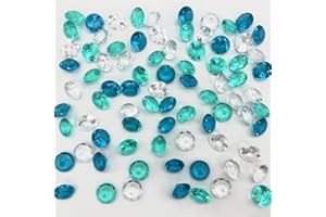 G&S homedeko 150 Pcs Mixed Tiny Acrylic Table Scatter Crystals Acrylic Diamonds Rhinestones for Vase Filler Table Decoration Wedding Decoration Bridal Shower Decoration (Teal/Blue/Clear)