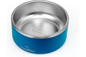 GrandTies Miska dla psa ze stali nierdzewnej, grawerowane wielokrotnego użytku, izolowane miski dla kota i psa, duża, wytrzymała, antypoślizgowa, odporna na zalanie, miska na wodę dla psa na zewnątrz