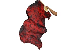 Calcifer 2 Pcs 180 cm/70.8 inches Belly Dance Dancing Silk Bamboo Fans Art Colorful