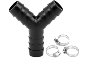 QWORK® 2-drożne złącze Y, adapter odpływowy do pralki z 3 zaciskami węża