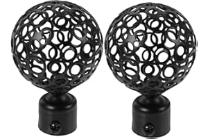 DOITOOL Decorative Curtain Rod End Finials for 22Mm Diameter Poles Metal Curtain Rod Accessories with Hollow Floral Design Window Drapery Pole Caps for Home Decoration
