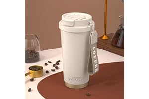 WATERSY Coffee Cup Travel Mug Insulated with Leakproof Lid and Flip Straw, Reusable Travel Coffee Mug, Stainless Steel Thermal Mug for Hot Cold Drinks 530ml (White)