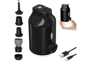 TRILINK Bomba de Aire Eléctrica para Bolsas Vacío Ropa, Hinchador Colchon Inflable - Mini Portatil, Luz LED, Inflado & Desinflado Rápido con 5 Boquillas para Camas Hinchables, Piscina Hinchable