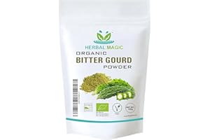 Herbal Magic's Organic Bitter Gourd Powder-Great Green Vegetable-Also Known as Karela, Bitter Melon,Balsam-pear. Free from Fillers & Preservatives- of&G UK Organic Certified- 100g (Pack of 1)