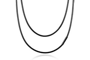 VNOX 2/3mm Halskette für Herren Lederkette mit Edelstahlverschluss Lederkette Männer Frauen Lederband Halskette Länge 40-55cm wählbar