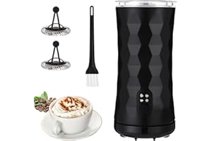 Geegear Espumador de Leche Eléctrico, 4 en 1 Espumador de Leche 240ml 400W Batidor de Leche Espuma Vaporizador de Leche Máquina de espuma caliente y fría para Café Latte Capuchino