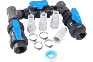 SWAWIS Pool Bypass-set 32/38mm värmepump Pool Bypass Poolvärmare värmepump Solar uppvärmning PVC-rör kulventil DN50, Precis reglering av vattenflödet