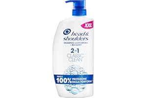 Head & Shoulders Classic Clean Shampoo e Balsamo Antiforfora 2 in 1, 1000ml con Dosatore. Fino al 100% Protezione dalla Forfora. Clinicamente Testato. Tutti i Tipi di Cute e Capelli. Uso Quotidiano