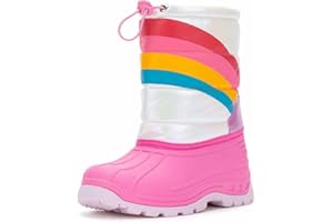 FUNCOO PLUS Thermo Wasserdichte Mädchen Stiefel,Anti-Rutsch Warme Schuhe，Winter Im Freien Gummistiefel Kinder