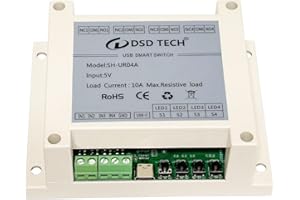 DSD TECH SH-UR04A 4-Channel USB Powered Relay Module for PC & Mac(4CH)