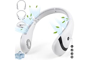 fenshine beauty Portable Neck Fan,5000mAh 3 Speeds Adjustment 360° Cooling USB Wearable Fan Foldable Bladeless Rechargeable Neck Fan For Sports Outdoor (White)