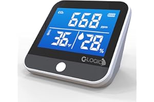C-Logic Medidor CO2 - Monitor de Calidad del Aire Detector dióxido de Carbono, Temperatura y Humedad, portátil autonomía batería hasta 24 Horas