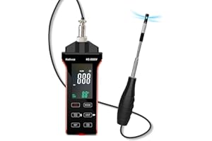 Digital Hot Wire Anemometer, Kethvoz HVAC Wind Speed Gauge Measure Air Velocity 0.1-30 m/s CFM/CMM Wind Flow 0-999900 ft3/minTemperature Humidity, Handheld Wind Tester with LCD Backlit KE-5000Y