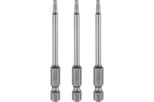 QUARKZMAN 3 stycken TT10 Torx bitssats, skruvmejselset, 80 mm (3,15 tum), lång 1/4 tum, magnetisk sexkantig, sexkantsskaft, S