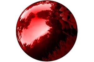 ‎HEMOTON HEMOTON Gartenkugel Edelstahl Reflektierende Kugel Rubinrot 150mm Hochglanzpoliert Gartendeko Kugel für Draußen Tischschmuck Spiegelkugel Dekoration Rostfreier