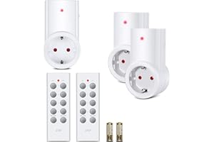 Etekcity Enchufes Inalámbricos Inteligentes con Mando a Distancia con Control Remoto Interruptores a Distancia, Blanco (Código de Aprendizaje, 3Rx-2Tx)