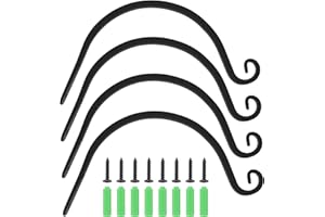 LALATOK 4 Pièces Suspension Mural Crochet Plante, Crochet Plantes Robuste Supports de Panier Suspendu en Fer Forgé pour Plantes Suspendues Lanternes Mangeoires à Oiseaux Carillons éoliens (20 x 16 cm)