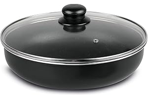 Sitram 712771 Sauteuse Aluminium pressé noir FAMILY Ø 26 cm H 6.5 cm + Couvercle vapeur en verre, Revêtement anti-adhésif sans PFOA, compatible manche SITRAMOVIBLE - Tous feux dont induction