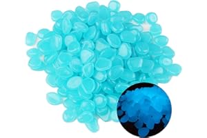 BEEHUG Glowing in The Dark Pebbles, 200pcs Mini Decorative Glow Rock Stones, 10mm DIY Shiny Pebbles Luminous Cobblestones Rock Decor for Outdoor Fish Tank Aquarium Garden Pathway Flower Pot Bed(Blue)