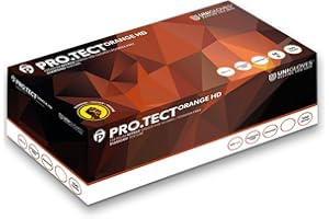 Unigloves PRO.TeCT HD GA0053 Guanti Monouso in Nitrile - Ultra Resistenti – Multiuso - Senza Lattice né Polvere – Resistenti agli Agenti Chimici – Arancione - Taglia M (100 Guanti)