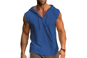 Cooleep Debardeur Homme Coton Musculation Tank Top Sport Tee Shirt sans Manche Débardeur à Capuche Fitness M-3XL