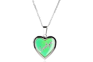 D to F Girls Personalised Name Heart Shaped Mood Locket Pendant Kids Necklace