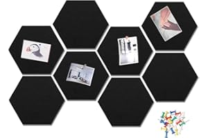 HyFanStr Felt Pin Board Wall Bulletin Board, Hexagon DIY Memo Board Notice Board with 20 Push Pins, Decorative Cork Board for Office Bedrooms