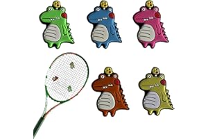 VJUYSW 5 pièces de silicone antivibrateurs tennis, anti vibration raquette tennis, adaptées aux raquettes de tennis, amortisseurs de raquettes de tennis amusants en forme de dinosaure.