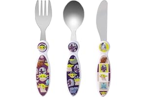 ZAWADI GLOBAL Star Wars Baby Yoda The Mandalorian Ensemble de couverts 3 pièces pour enfants avec couteau/fourchette/cuillère