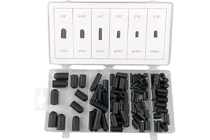MERIGLARE 80 Pack Vacuum Cap Assortment Automotive Carb Line & Hose Caps Kit 5/32" to 3/8" Sizes Black Round Rubber Cap Assortment Set Cover Screw Thread Protectors for Carburetor Manifold