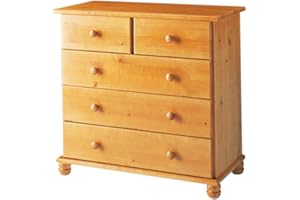 DOGAR Moblit Comoda de Cinco Cajones Realizada en Madera de Pino Color Miel Serie Canet Medidas (81x78x39) cm. (Alto-Ancho-Fondo)