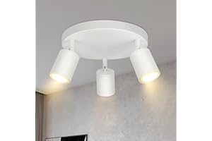 Lichtmaler Lampa Sufitowa Nowoczesna Biała - Sufitowy Reflektor LED Obrotowy GU10 - Sufitowa Scienna Spot 3 Płomień do Kuchni Sypialni Salonu, bez Zarówek