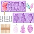 Stampi Ghiaccioli in Silicone，2 Pz Stampi per gelato bambini riutilizzabili Popsicle stampi con 50 manico in legno，per Prepar