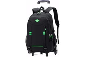 Amythe Mochila con Ruedas para Niños y Adolescentes 9 10 12-18 años | Mochilas Escolares Trolley Gran Capacidad | Carro para Mochilas 6 Ruedas para Viajes y Escuela - Negro