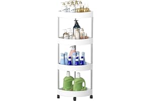 FEMONGY étagère Dangle avec 4 Niveaux etagères Dangle, Etagere Angle Salle de Bain,Rangement Salle de Bain, Etagere Dangle pour Salle de Bain, Salon, Chambre, Cuisine (36 x 25,5 x 85 cm, Blanc)