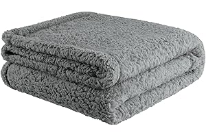 furrybaby Premium Soft Dog Blanket for Medium Small Dogs Puppy Cat Washable Sherpa Fleece 80x100 cm Pet Throw for Bed Furniture Couch Sofa Protection(Medium, Grey Blanket)