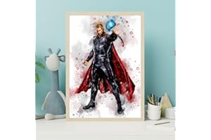 Ma Little Canv Affiche Super Héros - Décoration murale pour chambre d'enfant fille ou garcon - Motif Marvel Spiderman, Hulk, Captain, Ironman Thor et Batman | Sans Cadres 30x40cm (Thor)