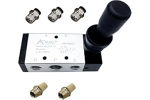 AOMAG Pneumatisches 3/8 Zoll PT 5 Wege 2 Position Air Handhebel betriebenes Ventil Pneumatisches Magnetventil Manuelle Steuerung Push-Pull 4H310-10