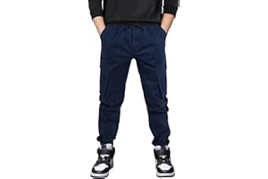 CAMLAKEE Pantalones Cargo Joggers con Cintura Elastica para Niños