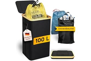 Gelber Sack Ständer Stabil mit Deckel – Mülleimer 70-120L für Gelbe Säcke & Recycling | Praktischer Müllsackständer für Küche & Haushalt | Pfandflaschen Sammelbehälter & Leergut Sammler (Graphit)