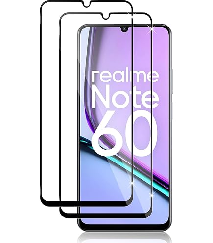LIUZIHAN Realme Note 60 Pellicola protettiva per schermo, copertura completa, durezza 9H, pellicola protettiva in vetro temperato trasparente HD, antigraffio, (nero, 2 pezzi