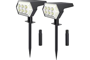 OBERSTER [Lot de 2] Lampes Solaires Extérieur, Spot Solaire Extérieur IP65 Lampes Solaires Etanche 108 LED avec 4 Modes Réglables, Lumière 6500K Blanche Froide pour Jardin, Garage, Cour, Escalier, Patio