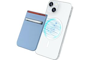 imluckies Portefeuille Magnétique pour iPhone MagSafe Wallet, Double Poche en Tissu Extensible, Porte-Cartes de Crédit et Identité, pour iPhone 16 15 14 Pro Max Plus / 13 12 Série, Bleu Ciel