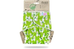 Petit Lulu Pannolino Mutandina Bambù Fitted Taglia Unica | Bottoni | Fluffy Organic | Pannolini di stoffa | Pannolini lavabili | Prodotto in Europa (Alpacas)