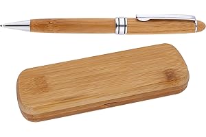 MPM Quality Bolígrafo de madera en caja de bambú, respetuoso con el medio ambiente, respetuoso con el medio ambiente, elegante bolígrafo de madera/metal, caja de madera, madera clara/plata brillante,