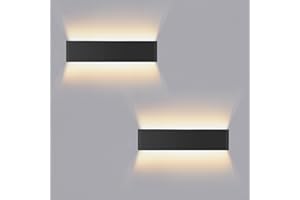 Lureshine 2 Piezas Applique da Parete Interno 16W 40CM Arriba y Abajo Aplique Pared Interior Aluminio Moderno/Decorativo Blanco Cálido 3000k Applique Adecuado Para Dormitorio|Cocina|corredor（Negro）