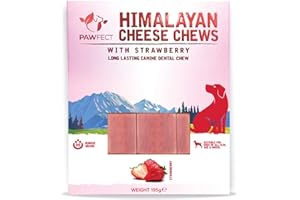 Pawfect Food Himalayan Cheese Dental Chew with Strawberry for Dogs- (Pack of 3) 100% Natural | Long Lasting | Grain Free| Rawhide Free (195 g/ 6.87 oz), Brown