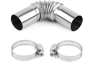 RUNEAY Edelstahl Abgasrohr Winkelverbinder,25MM Autoheizung Auspuffrohr GasEntlüftungsschlauch Standheizung mit Zwei Edelstahlklammern,für Stromerzeuger Diesel Heizung