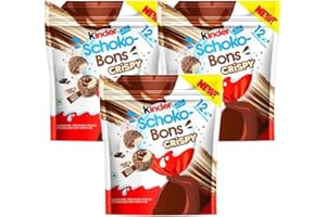 AL DUCHAN 3x Kinder Crispy Schokobons I Knusprige Reisstückchen in zarter Milchschokolade mit Haselnussfüllung