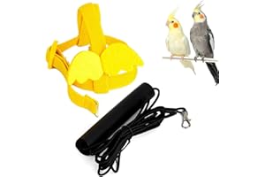 BAVOOTY Harnais pour Perroquet,Harnais pour Oiseaux,Laisse De Perroquet,Harnais Réglable pour Oiseaux,Anti-Morsure Harnais De Dressage,Avec Corde Traction 2 M,Applicable à Calopsittes,Conure à Joues Vertes